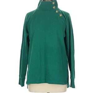 J Crew Green Mockneck with buttons Pullover